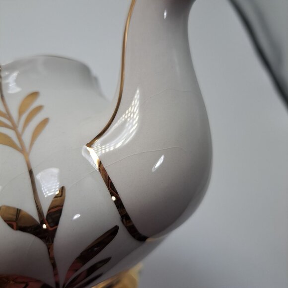 Ellgreave Wood & Sons England Yellow Floral Gold Accented Teapot Ironstone - Picture 12 of 13